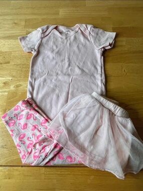 George Light Pink Flamingo Pajama Set with Tulle Skirt